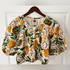 Biriba Fruit Puff-Sleeve Crop Top